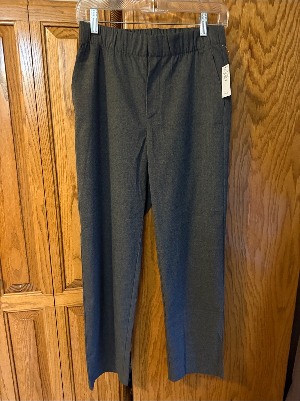 Women’s Charcoal Elastic-Waist Dress Pants